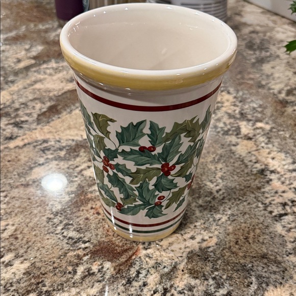 Longaberger Pottery American Holly Vase
